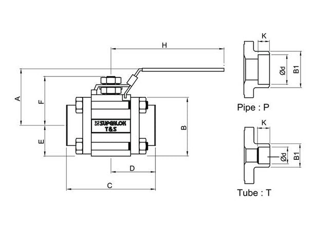 SWB 320 Series Swing-Out Ball Valve 0.188in Orifice Size - Image 2