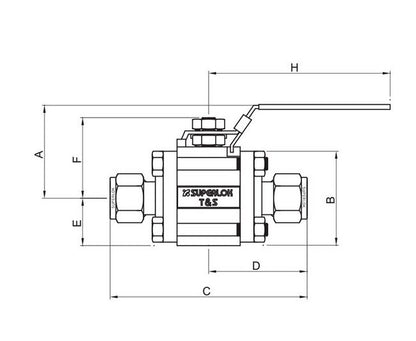 SWB 320 Series Swing-Out Ball Valve - 0.188" Orifice, 1/4" SUPERLOK End Connections - Image 2