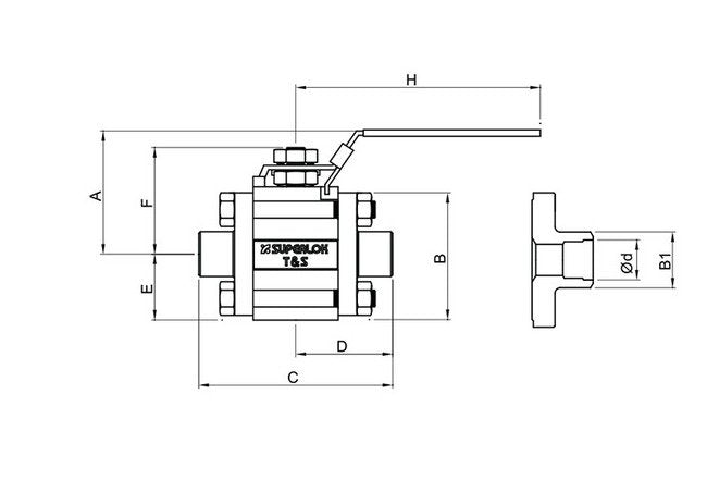 SWB 320 Series Swing-Out Ball Valve - 0.516" Orifice, 17.10" Diameter, 1/2" Butt Weld - Image 2