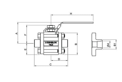 SWB 320 Series Swing-Out Ball Valve - 0.516" Orifice, 17.10" Diameter, 1/2" Butt Weld - Image 2