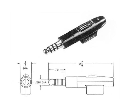 Rugged Telephone Plug with DPDT Slide Switch and MJ-101 Jack Section - Image 1