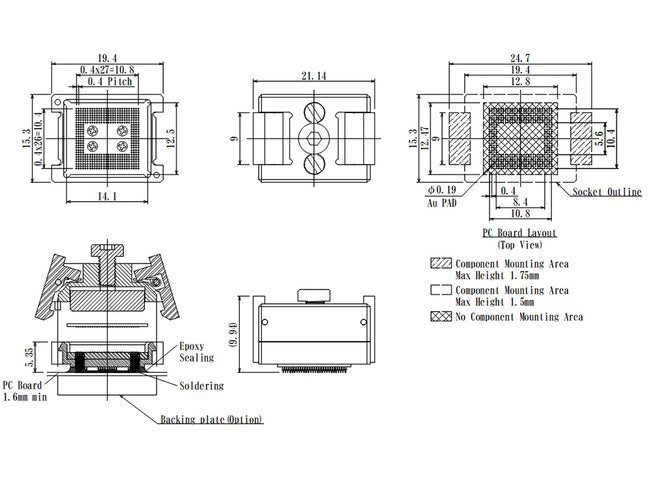 JCC LPDDR Test Sockets with High Durability - 0.4mm Pitch - Image 2