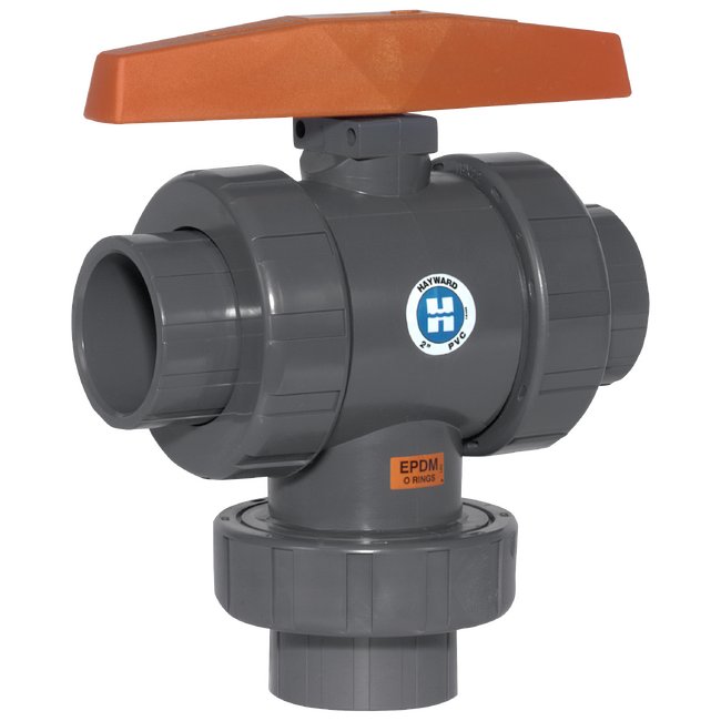 1-1/4" PVC 3-Way True Union Ball Valves with EPDM O-Rings - Image 1