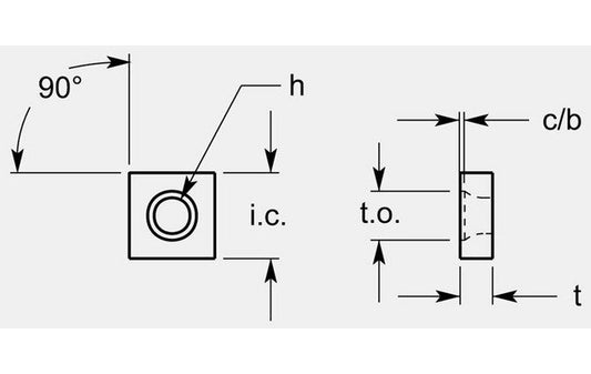 ISO Style Hole Square Negative Turning Blank, 0.166 / 0.174 in - Image 1