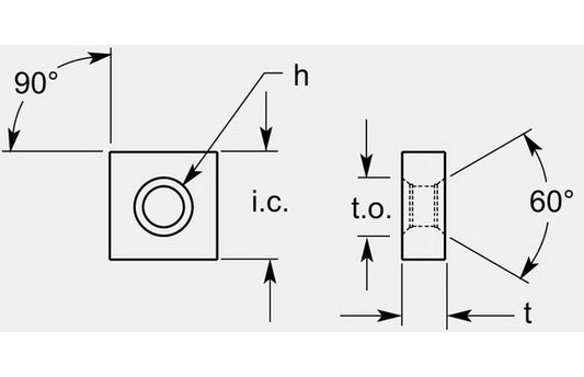 Square Negative Turning Blank with Double Countersinks and Hole, Dim. 0.165/0.171 in - Image 1