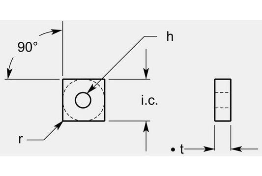 Ultra-Met Square Negative Turning Blank with Hole, 0.252/0.258 in - Image 1