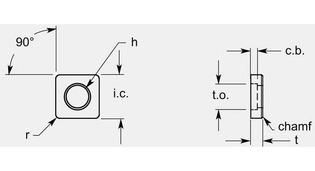 Ultra-Met® Square Negative Turning Blank with Hole, 0.202 / 0.207 in - Image 1