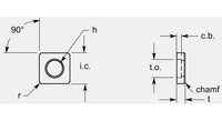 Ultra-Met® Square Negative Turning Blank with Hole, 0.202 / 0.207 in
