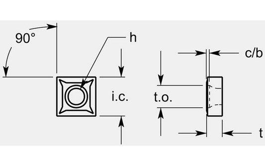 Square Negative Chipbreaker F5 with ISO Style Hole, 0.142 / 0.148 in - Image 1