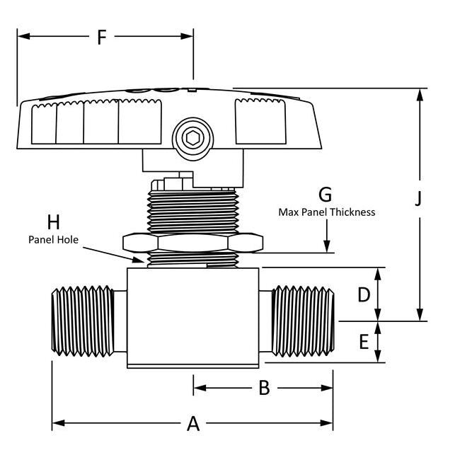 EB Series Encapsulated 2-way Ball Valves - 316 SS, 1/4-18 MNPT x 1/4-18 MNPT - Image 2