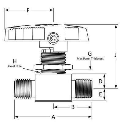 EB Series Encapsulated 2-way Ball Valves - 316 SS, 1/4-18 MNPT x 1/4-18 MNPT - Image 2