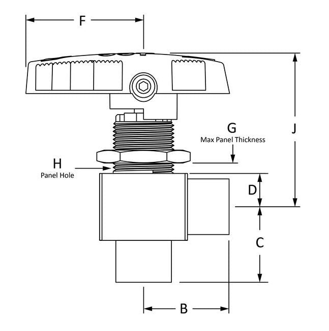 316 SS Encapsulated Angle Ball Valve – 1/4-18 FNPT, EB Series - Image 3