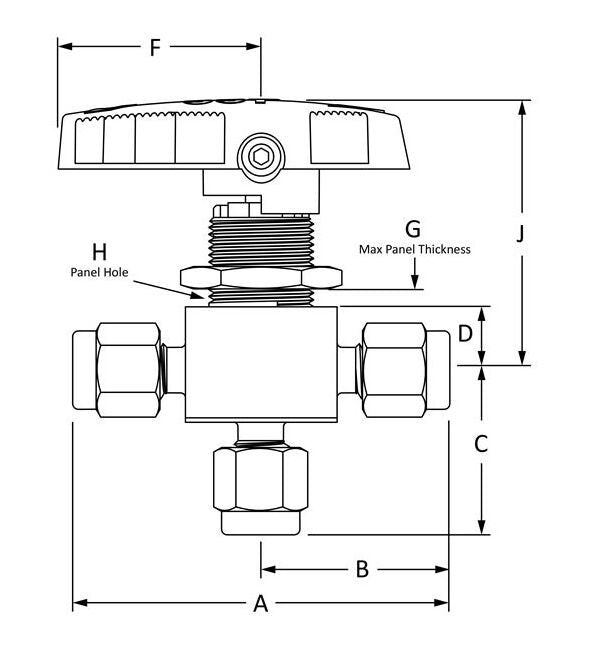 EB Series Encapsulated 3-way Ball Valves - 316 SS, 3/8 in Unilok Tube Fitting - Image 2
