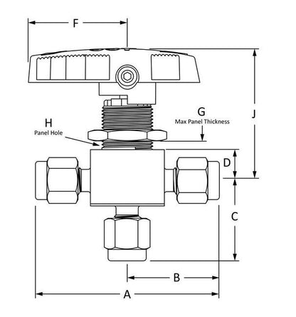 EB Series Encapsulated 3-way Ball Valves - 316 SS, 3/8 in Unilok Tube Fitting - Image 2