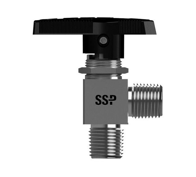 316 SS Encapsulated Angle Ball Valve - EB Series, 1/4-18 MNPT x 1/4-18 MNPT - Image 1