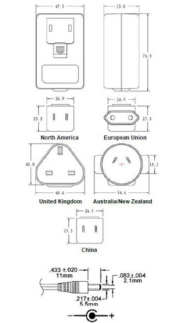 24V DC 1A Wall Plug-In Power Supply - Negative Polarity Center, Level VI Efficiency - Image 2