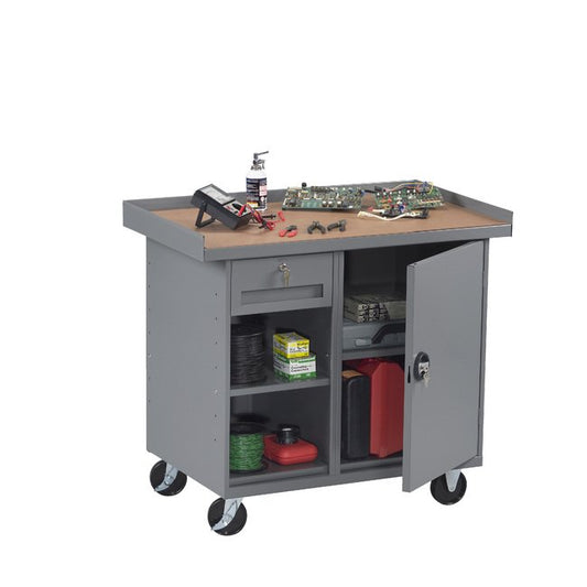 Tennsco Mobile Workbench with 1 Drawer + Locking Cabinet - Image 1