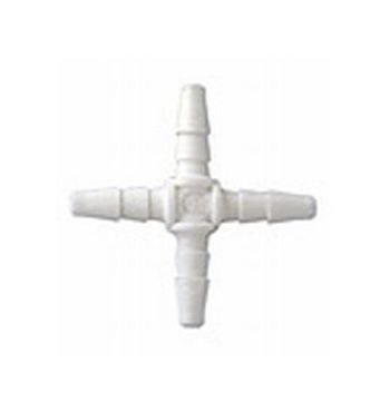 XAL Series 1/16" White Nylon Double Barbed Cross Fitting - Image 1
