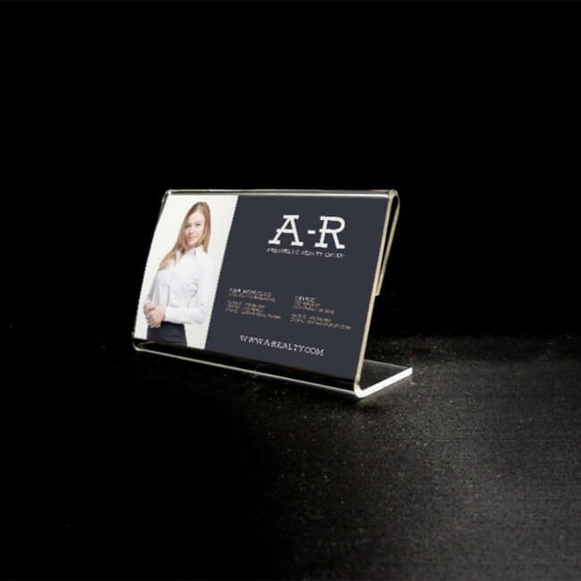 Megastore 3.5x2 Acrylic Slant Back Display Sign Holder - Image 1