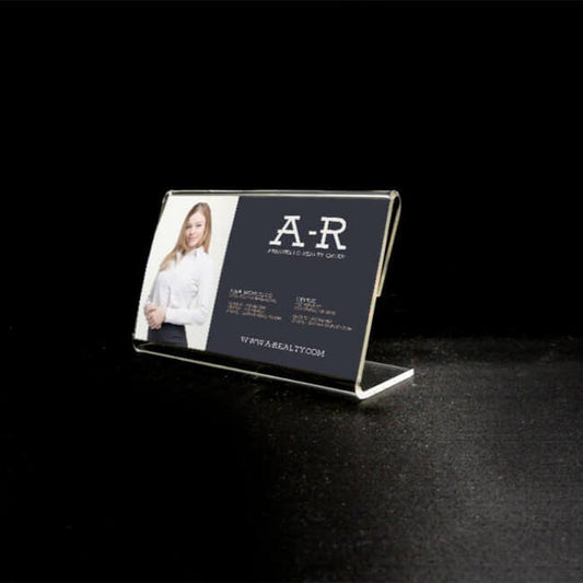 Megastore 3.5x2 Acrylic Slant Back Display Sign Holder - Image 1