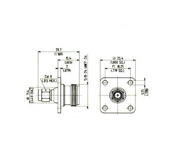 SMA to N Adaptor, Male Plug to Female Jack, Panel Mount - Image 1