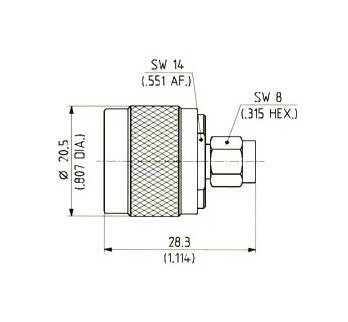 Huber+Suhner N-SMA Adaptor, Male to Male, Straight Configuration - Image 1
