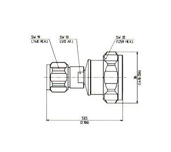 Huber+Suhner Precision Adaptors N to 7/16, Straight Male Plug, Silver Plated - Image 1
