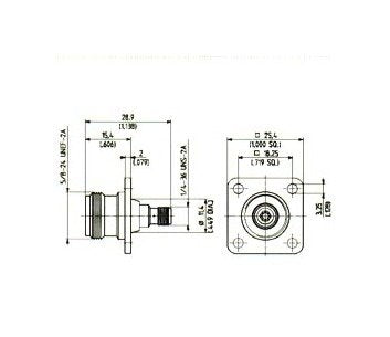 N-SMA Female/Female Panel Mount Adaptor - Image 1
