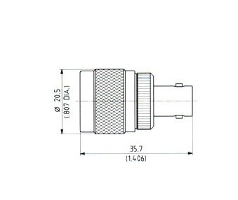N to BNC Adaptor - Male to Female Connector, Straight Configuration - Image 1