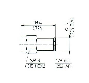 SMA to MMBX Adaptor, Male to Female, Straight Configuration - Image 1