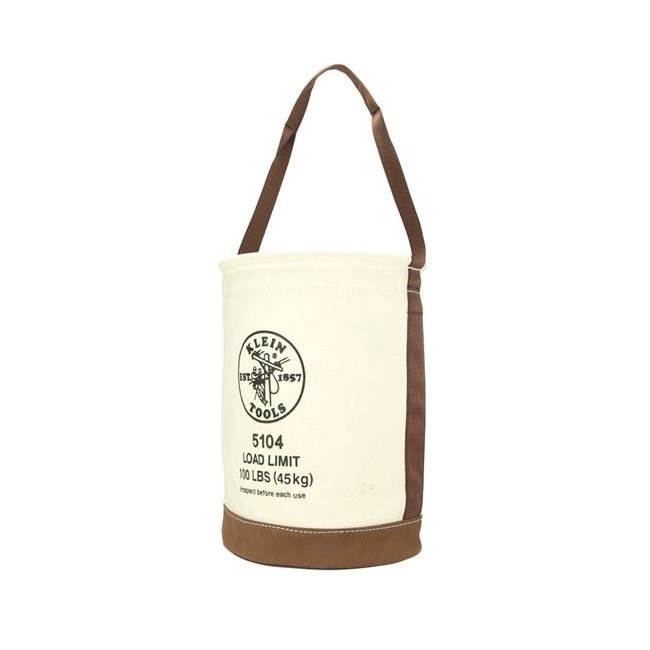 Klein® 17" Leather Bottom Bucket for Linemen - No. 4 Canvas - Image 1
