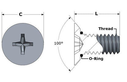APM Hexseal® Standard Seelskrew® 0.507 Inch (in) Maximum Head Diameter (C) Standard Flat Head High-Pressure Self-Sealing Screw with Cross Recess Drive - Image 1