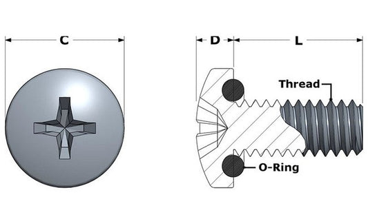 APM Hexseal® Standard Seelskrew® 0.294 Inch (in) Maximum Head Diameter (C) Standard Flat Head High-Pressure Self-Sealing Screw with Cross Recess Drive - Image 1