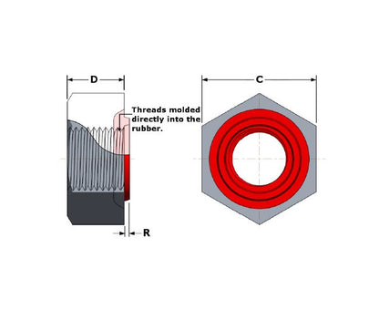 APM Hexseal® Seelnut® 9/64 Inch (in) Maximum Head Height (D) Standard High-Pressure Self-Sealing Machine Nut - Image 2