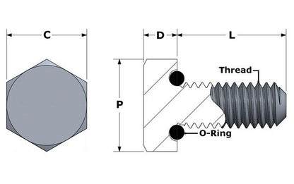 APM Hexseal® Standard Seelbolt® 0.752 Inch (in) Distance between Flats (C) High-Pressure Self-Sealing Hex Bolt - Image 2