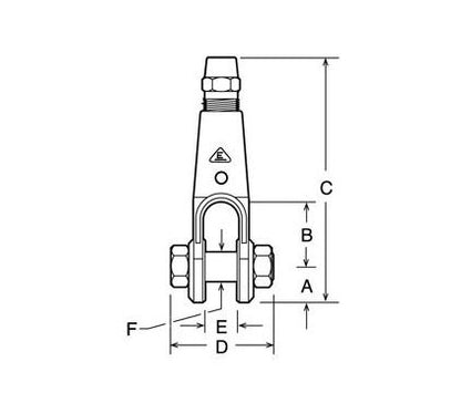 Forged Clevis Socket Fitting for 7/8" Wire Rope - Self-Colored Steel - Image 2