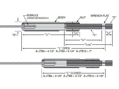 Adjust-A-Body® Threaded Bolt Tensioner for Architectural Cable Railings - Image 2