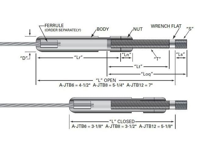 Adjust-A-BodyÂ® Threaded Bolt Tensioner for Architectural Cable Railings - Image 2