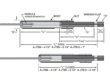 Adjust-A-BodyÂ® Threaded Bolt Tensioner for Architectural Cable Railings - Image 2