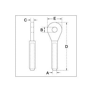 Stainless Steel Marine Eye End for 1/8'' Wire Rope - Image 3