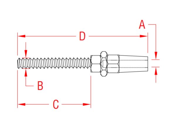 Metric Right Hand Quick Attachâ„¢ Stud for Cable Railings - Image 2