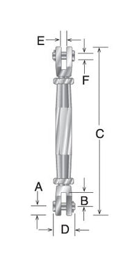 Naval Bronze Closed Body Double Clevis Turnbuckle