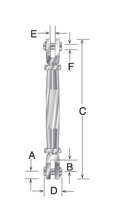 Naval Bronze Closed Body Double Clevis Turnbuckle - Image 1