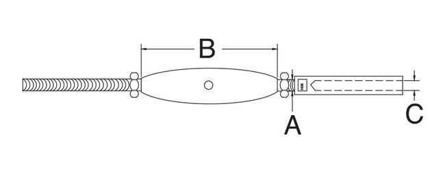 Stainless Steel Turnbuckle with Machine Swage for 1/4" Cable - Image 2