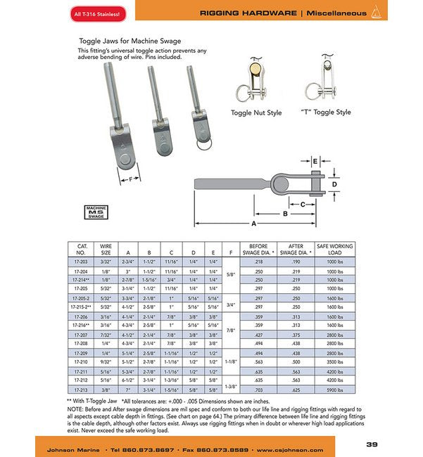 Marine Toggle Jaw Load Rated for Architectural Cable Railings - Image 4