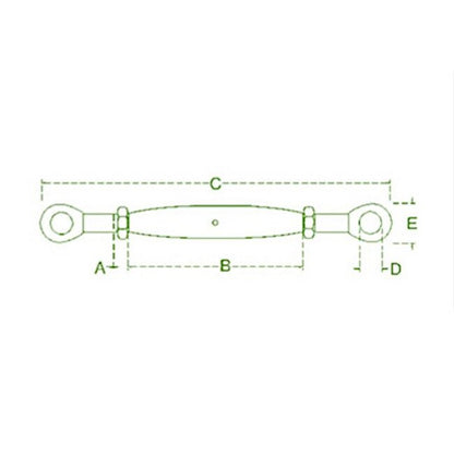 Marine Rigging Turnbuckle Eye and Eye with Pipe Body, SS316 3/8"-24 - Image 2