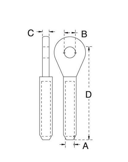 Marine Eye End Turnbuckle for Wire Rope, SS T316, 7/32'' Dia - Image 2