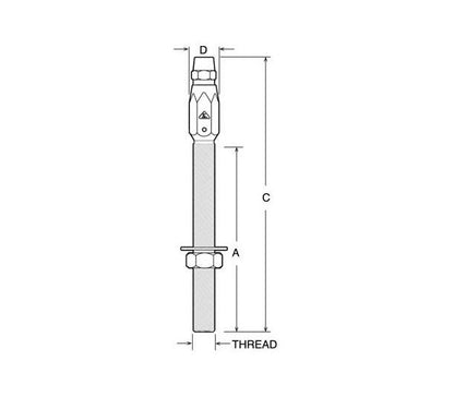 Fine Thread Zinc Plated Stud Socket Fitting (EIPS Rated) - 3/32" Rope Size - Image 2
