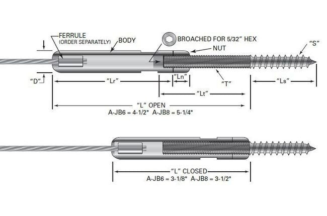 Adjust-A-BodyÃ‚Â® Cable Railing Turnbuckle with Hanger Bolt Tensioner - Image 2