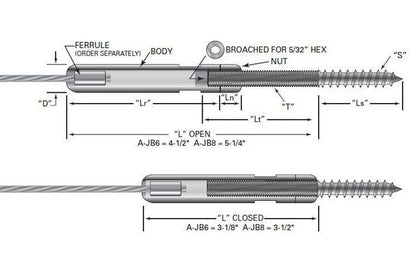 Adjust-A-BodyÃ‚Â® Cable Railing Turnbuckle with Hanger Bolt Tensioner - Image 2